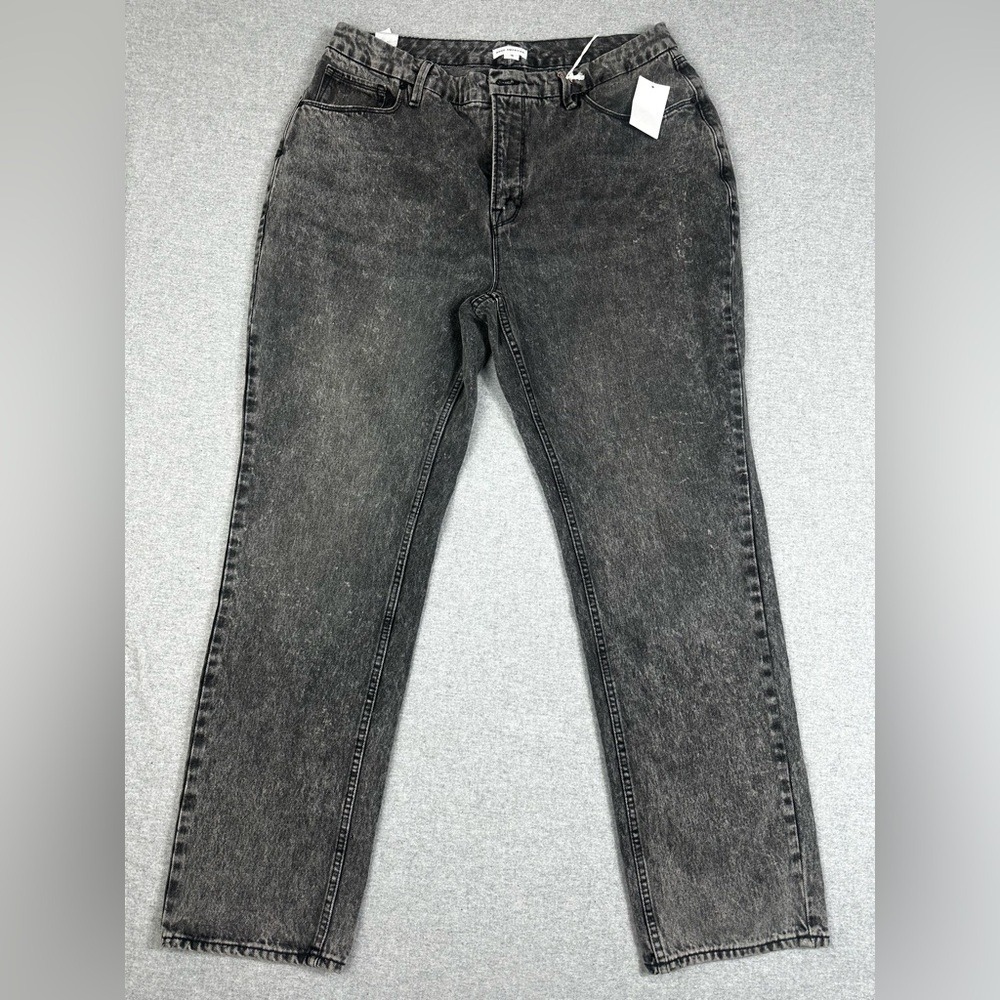 $155 Good American Jean Plus Size 16 Fade Black Gray Straight Leg Curvy Jean NEW